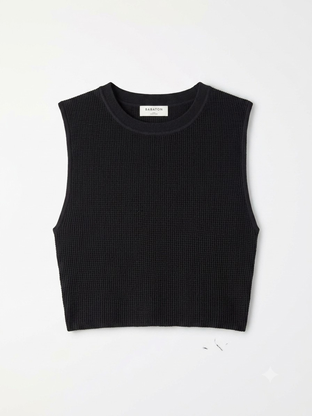 Babaton Black Waffle Knit Sleeveless Tank